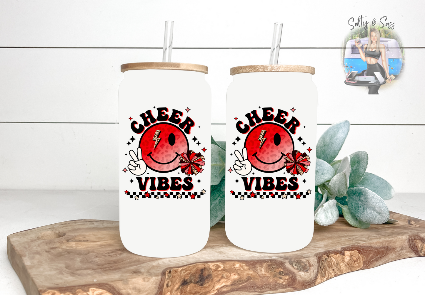 Cheer Vibes Smiley - 16oz Frosted Tumbler