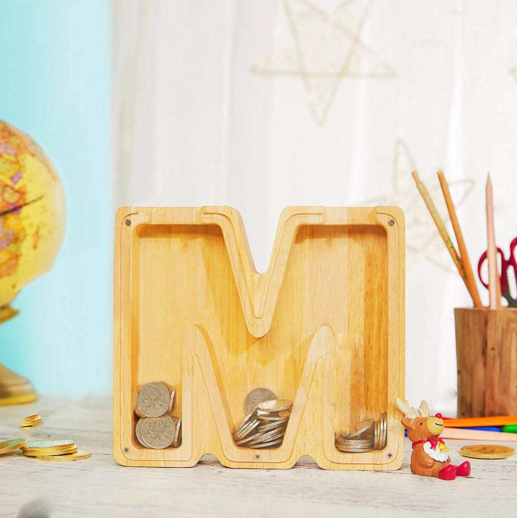 Piggy Bank, Custom Wooden Coin Bank, Letter Coin Bank (Pre-Order)