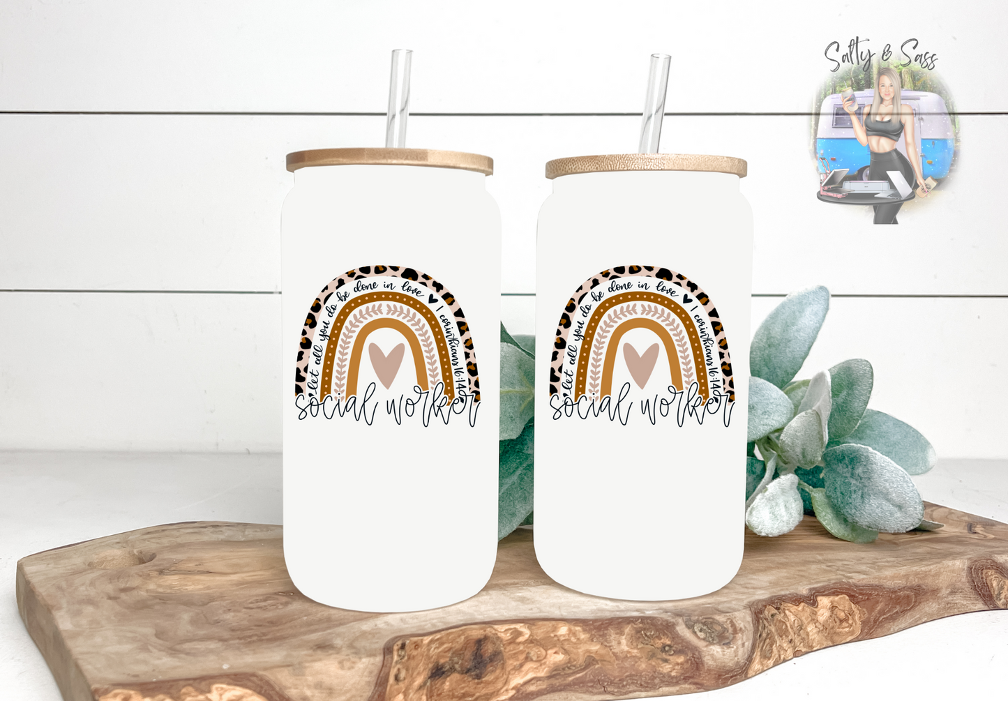 Social Worker Leopard - 16oz Frosted Tumbler