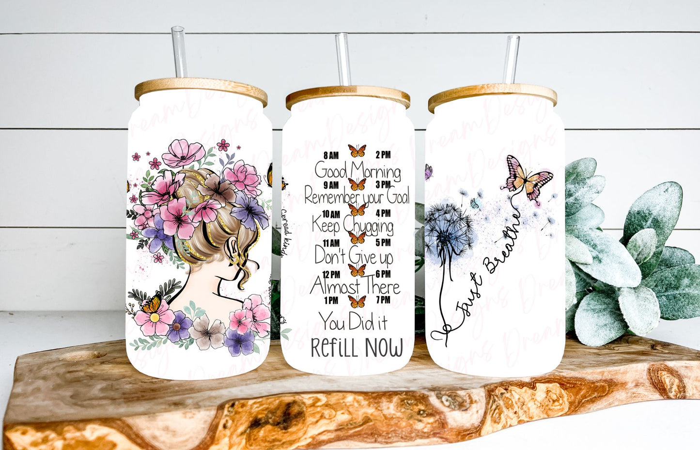 Motivational Water Tracker 16oz Glass Beer Can Tumbler