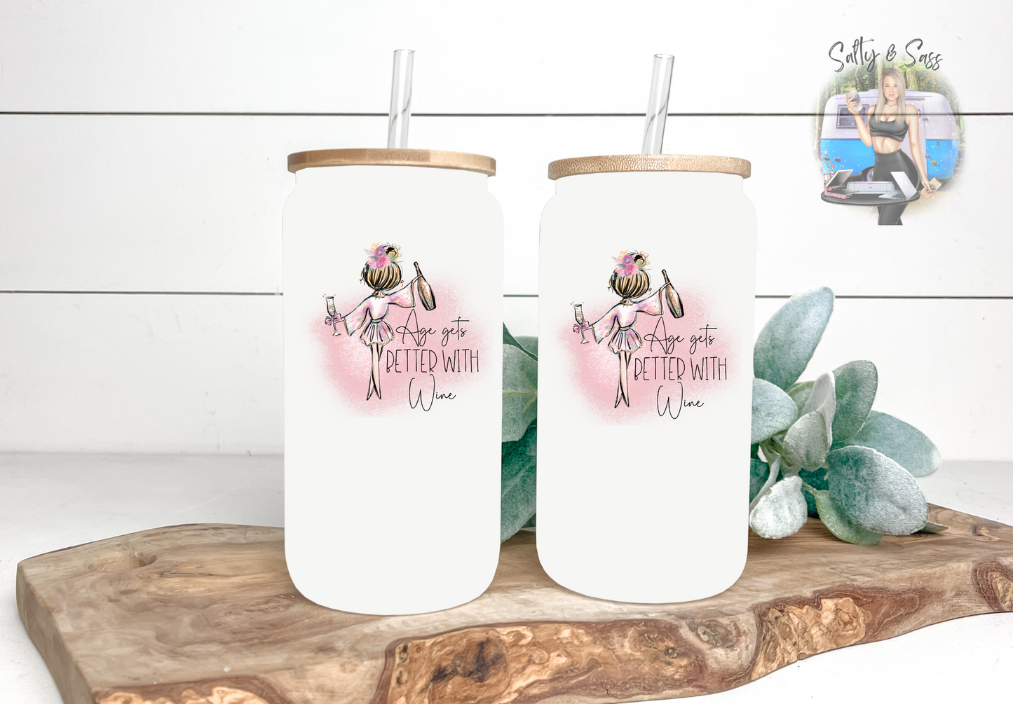 Age Gets Better with Wine - 16oz Frosted Tumbler