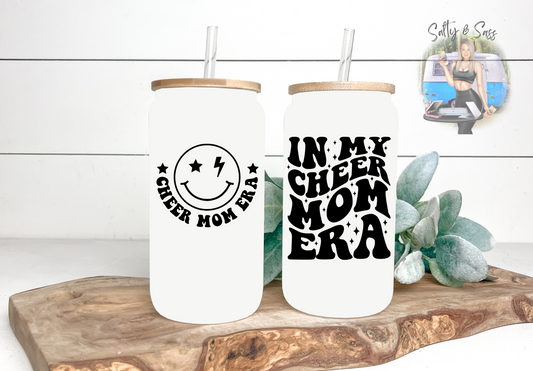 Cheer Mom Era Glass Tumbler