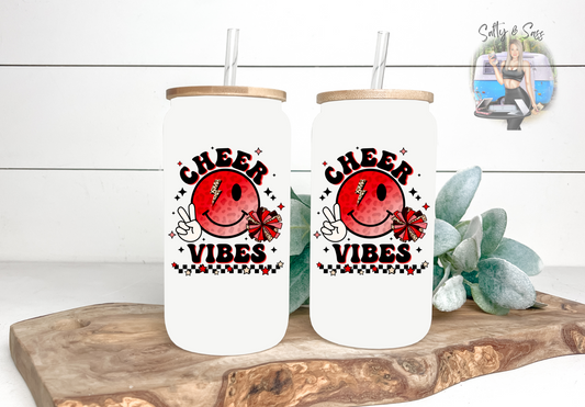 Cheer Vibes Smiley - 16oz Frosted Tumbler