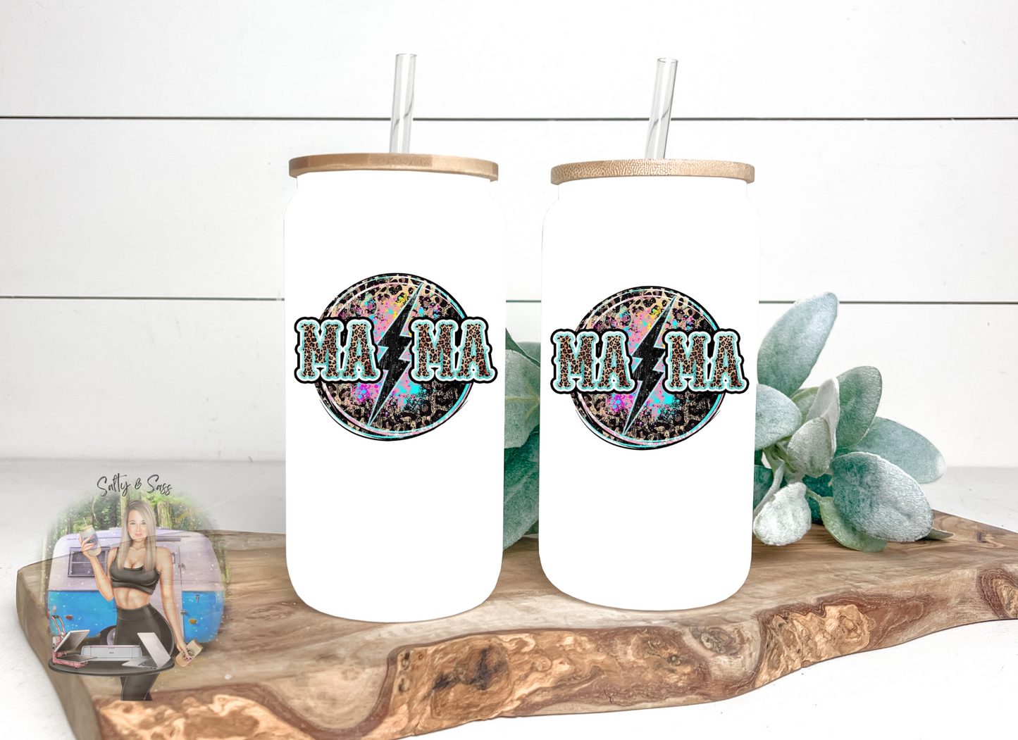 Mama Leopard Print 16oz Frosted Tumbler