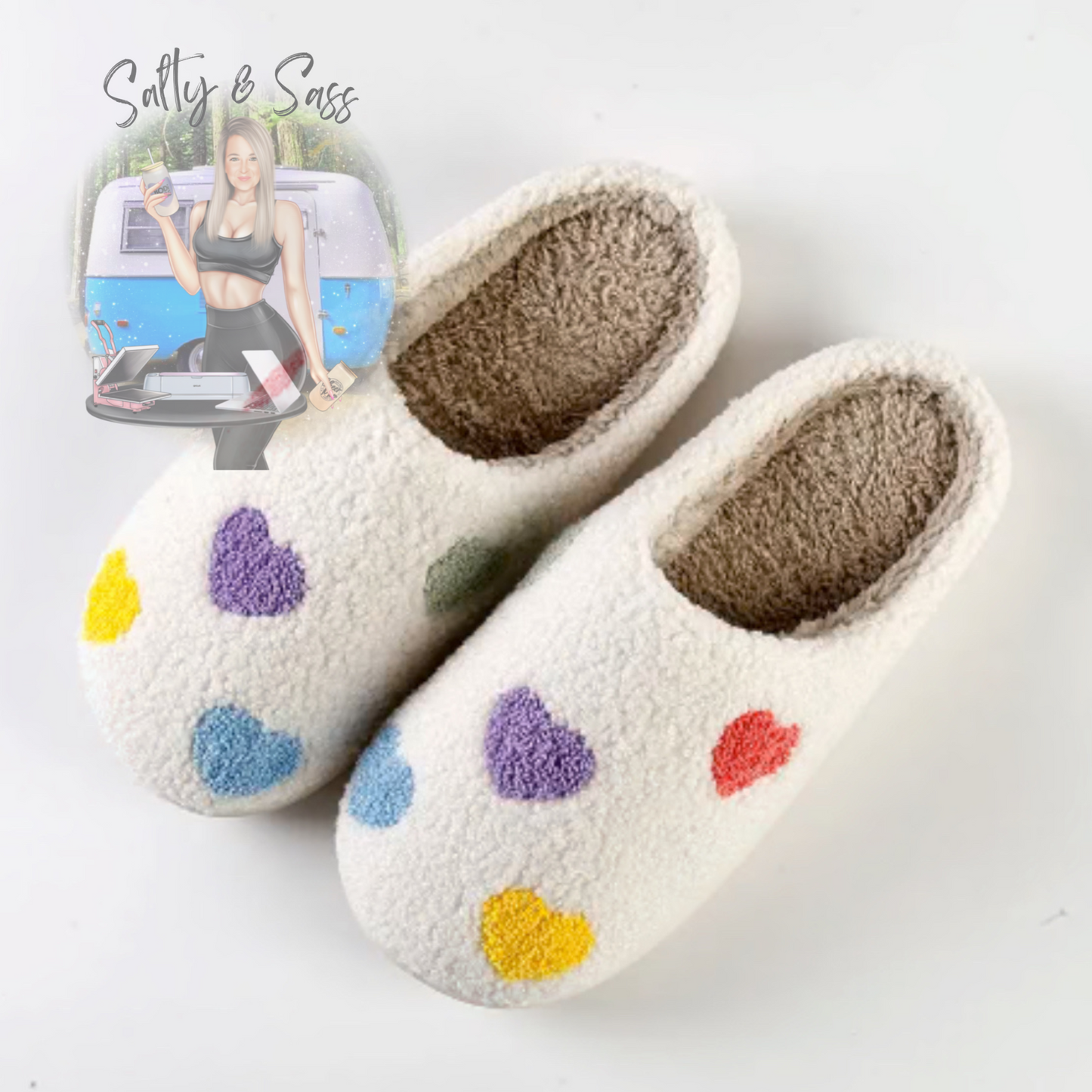 Colourful Heart Slippers