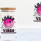 Cheer Vibes 16oz clear glass tumbler