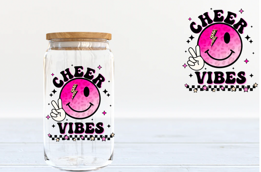 Cheer Vibes 16oz clear glass tumbler