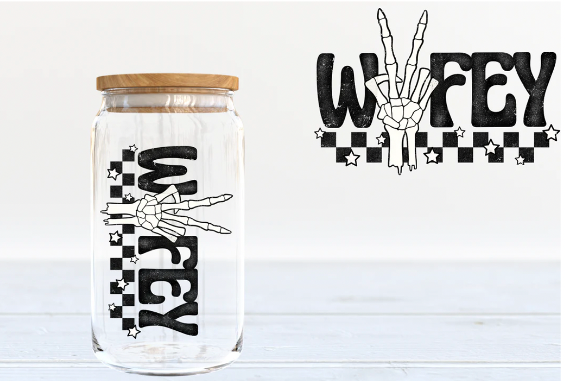Wifey 16oz clear glass tumbler
