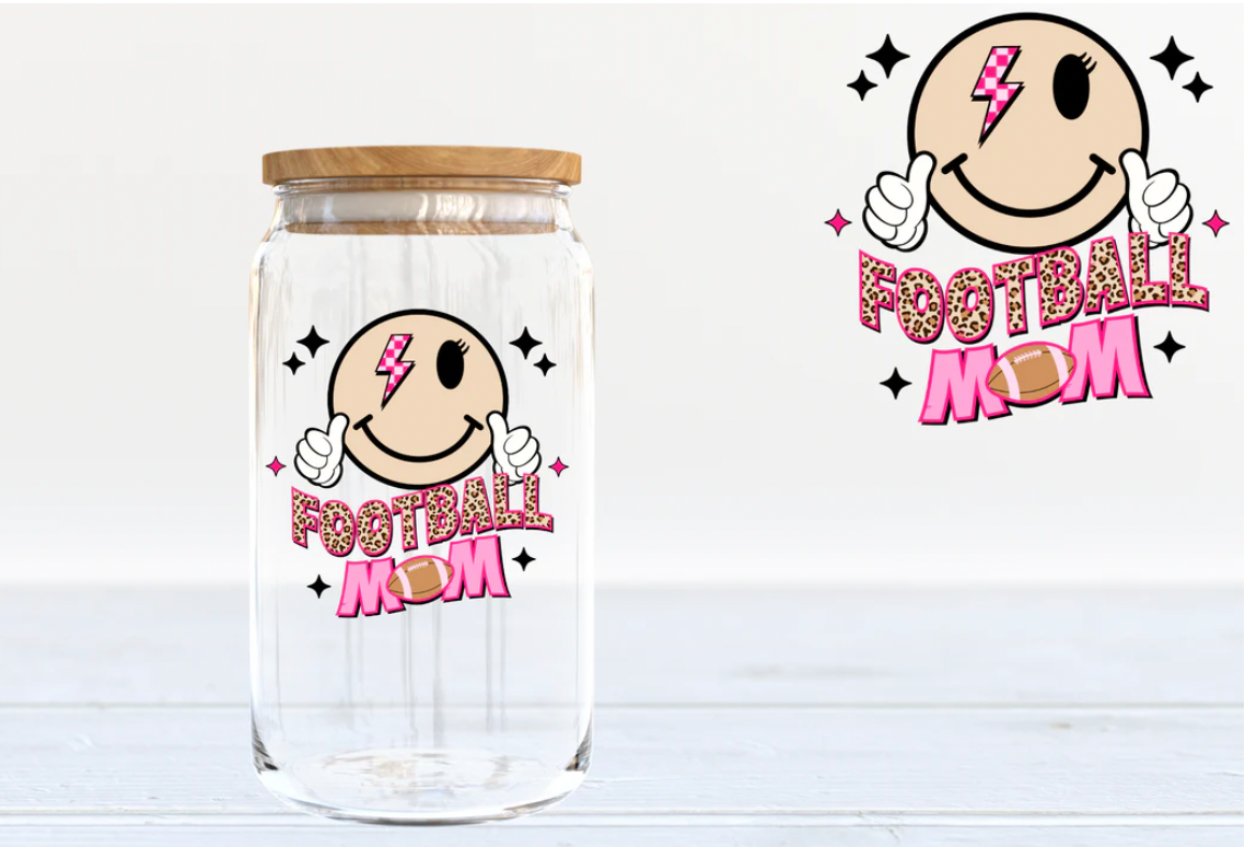 Football Mom 160z glass tumbler
