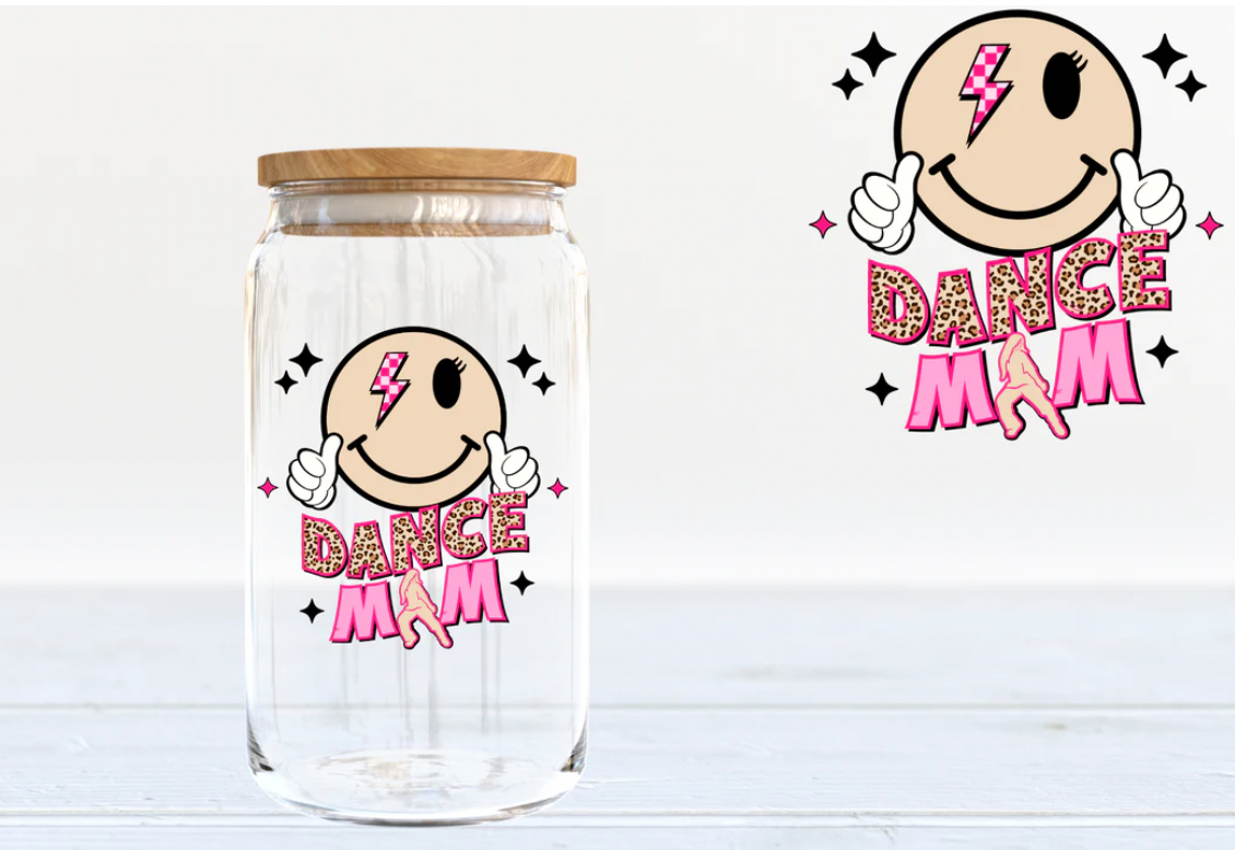 Dance Mom 16oz clear glass tumbler