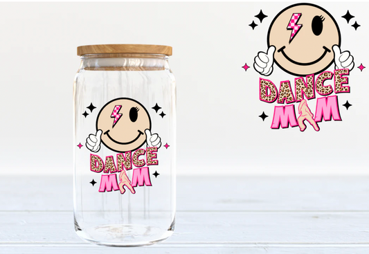 Dance Mom 16oz clear glass tumbler