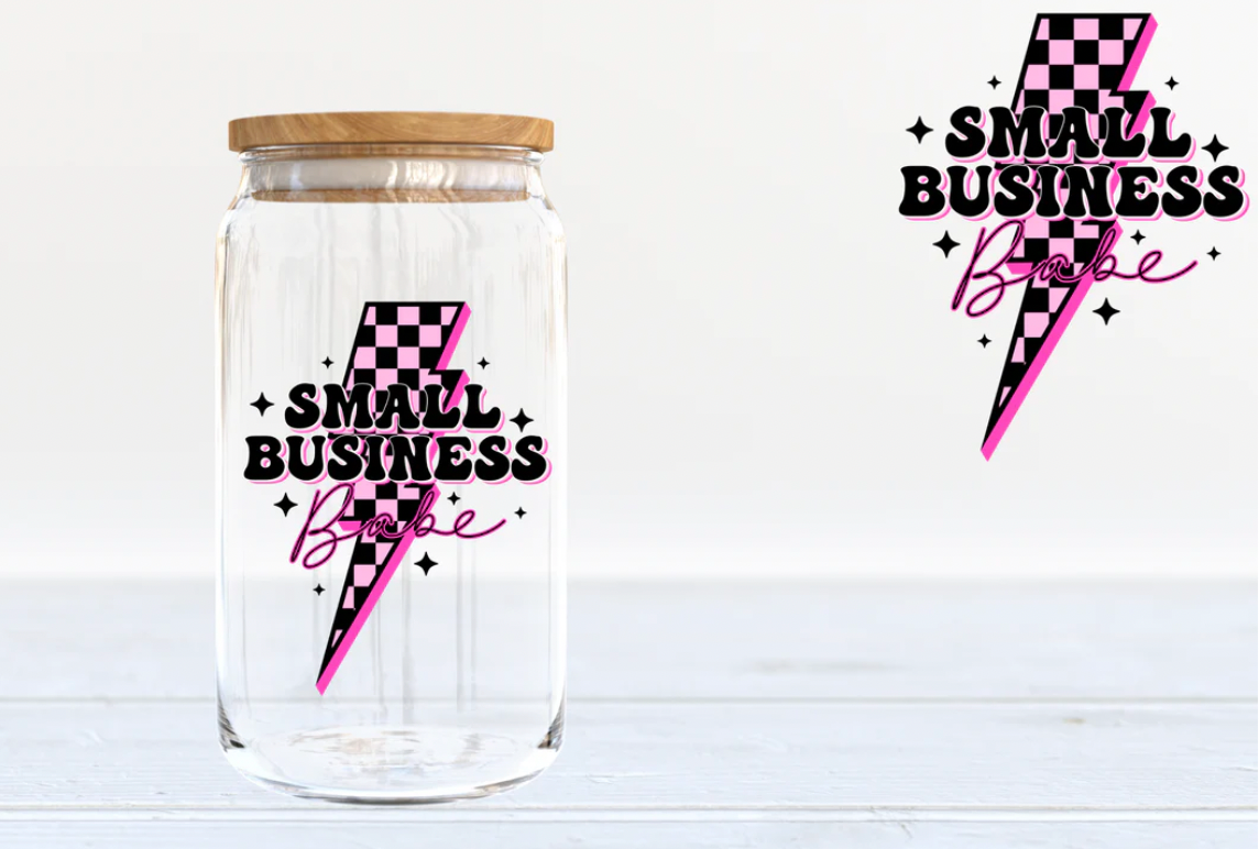 Small Buisness Babe 16oz clear glass tumbler