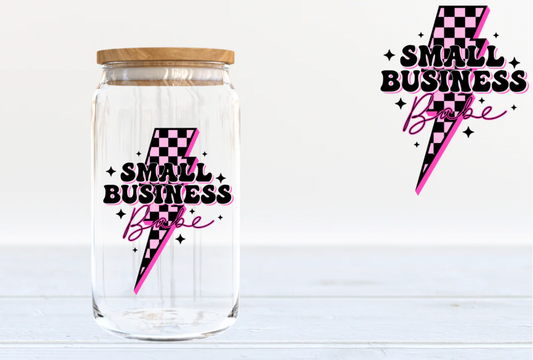Small Buisness Babe 16oz clear glass tumbler