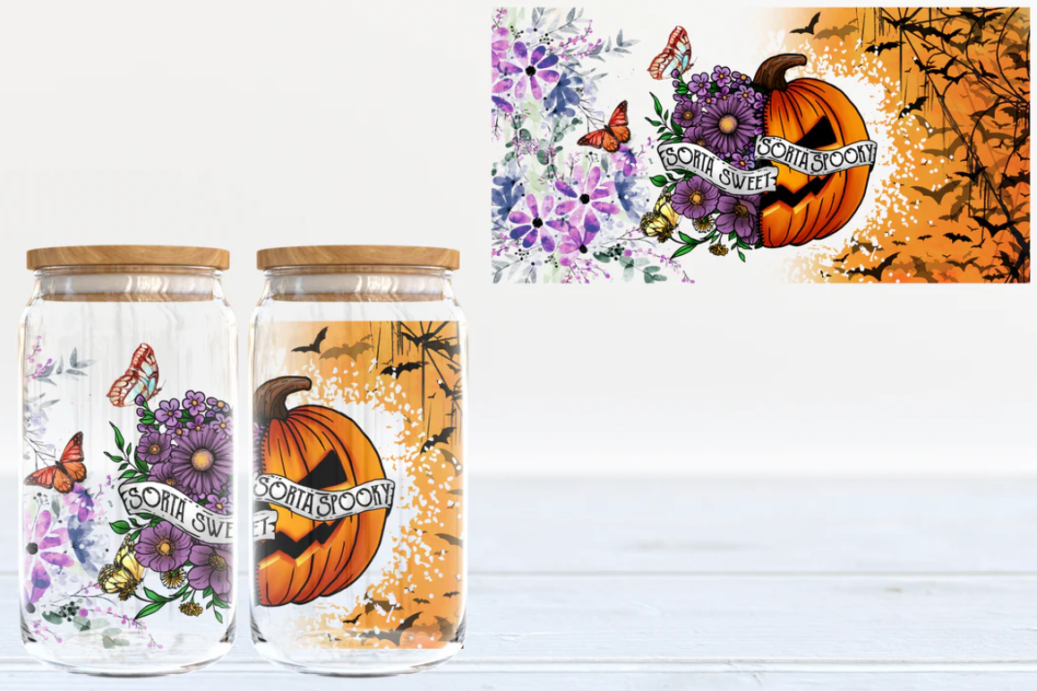 Sorta Sweet Sorta Spooky 16oz glass tumbler