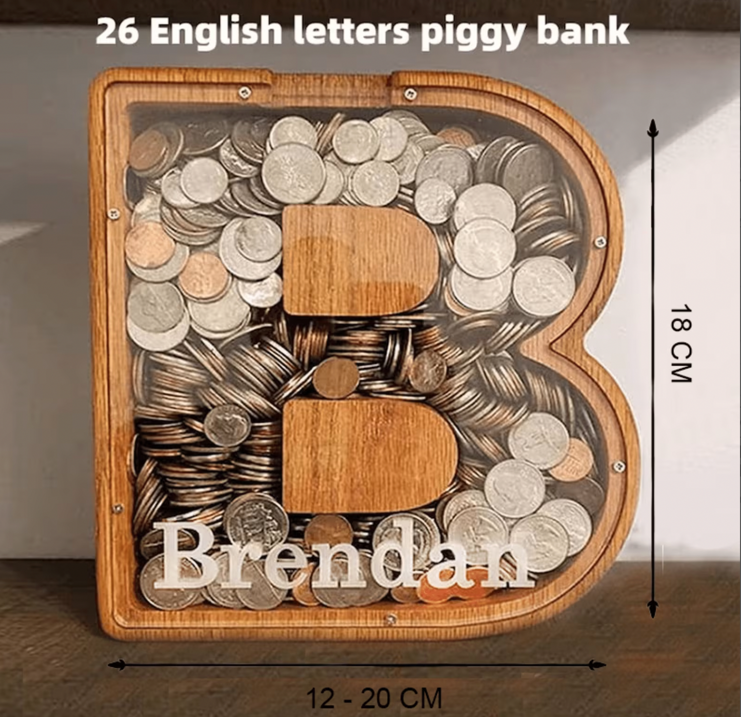 Piggy Bank, Custom Wooden Coin Bank, Letter Coin Bank (Pre-Order)