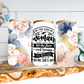 Floral Strong Woman 16oz Glass Beer Can Tumbler