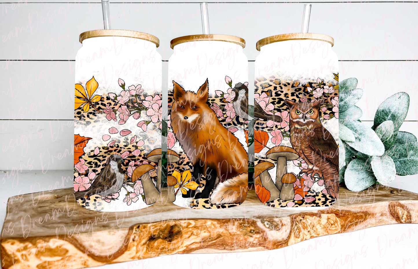 Forest Animal 16oz Glass Beer Can Tumbler