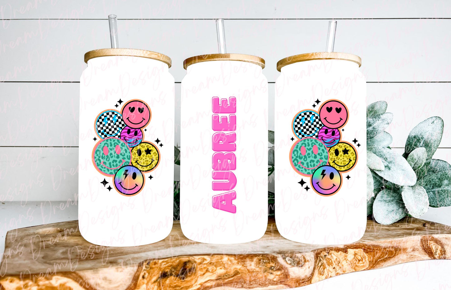 Retro Smiley Face 16oz Glass Beer Can Tumbler
