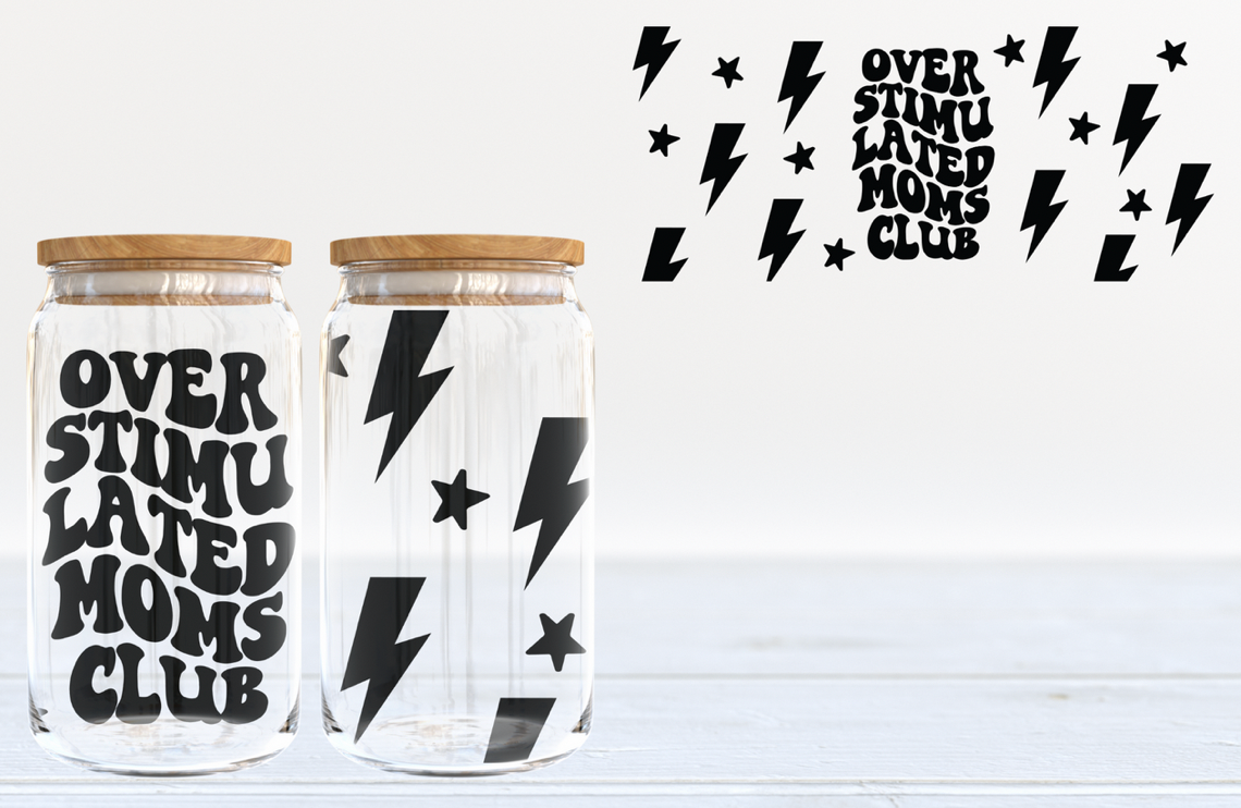 Overstimulated Moms 16oz Clear Tumbler